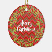 Vrolijk kerstgeschreeuw en Chevron Retro Keramisch Ornament (Links)