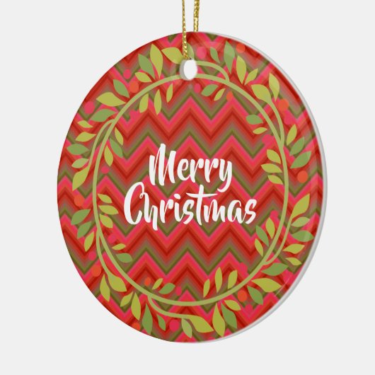 Vrolijk kerstgeschreeuw en Chevron Retro Keramisch Ornament (Links)