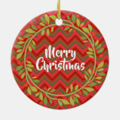 Vrolijk kerstgeschreeuw en Chevron Retro Keramisch Ornament (Achterkant)