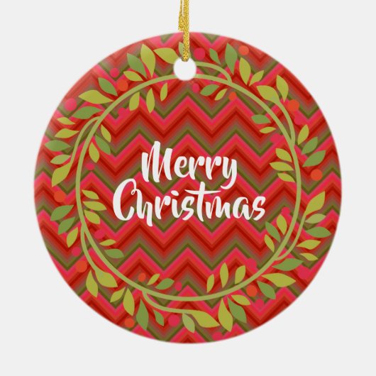 Vrolijk kerstgeschreeuw en Chevron Retro Keramisch Ornament (Achterkant)