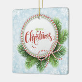 Vrolijk kerstgeschreeuw en snowflakes keramisch ornament (Links)