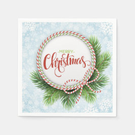 Vrolijk kerstgeschreeuw en snowflakes servet