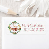 Vrolijk kerstgeschreeuw Waterverf Gold Red Script Etiket (Insitu)