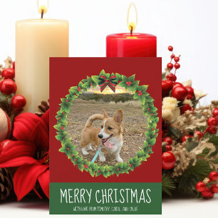 Vrolijk kerstgeschut Aangepaste hond Rood Feestdagenkaart