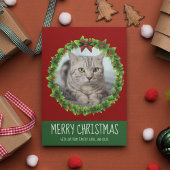 Vrolijk kerstgeschut Cute Custom Cat Foto Red Feestdagenkaart