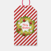 Vrolijk kerstgeschut en strepen cadeaulabel (Voorkant)