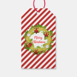 Vrolijk kerstgeschut en strepen cadeaulabel