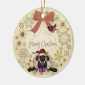 Vrolijk kerstgeschut met Cute Sheep en Bird Keramisch Ornament (Links)