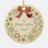 Vrolijk kerstgeschut met Cute Sheep en Bird Keramisch Ornament (Achterkant)