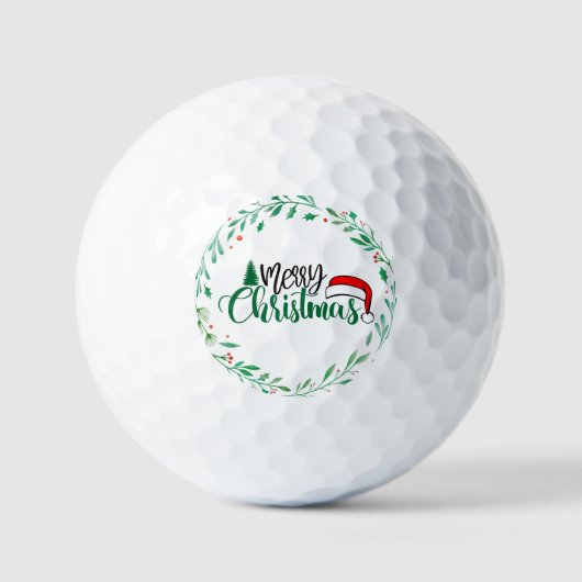Vrolijk kerstgeschut met Santa hat X'mas Golfballen (Voorkant)