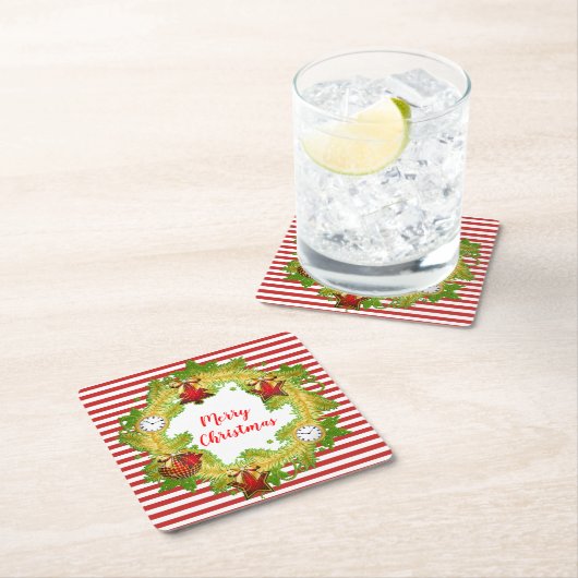 Vrolijk kerstgeschut & Stripes Kartonnen Onderzetters (Insitu)