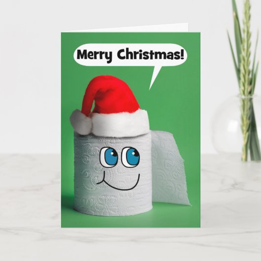 Vrolijk kerstgesprek met rolstoel van toiletpapier feestdagen kaart (Voorkant)