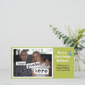 Vrolijk kerstgewas | Cute Blue Bird Your Photo Feestdagenkaart (Staand voorkant)
