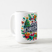 Vrolijk kerstgewas koffiemok (Voorkant links)