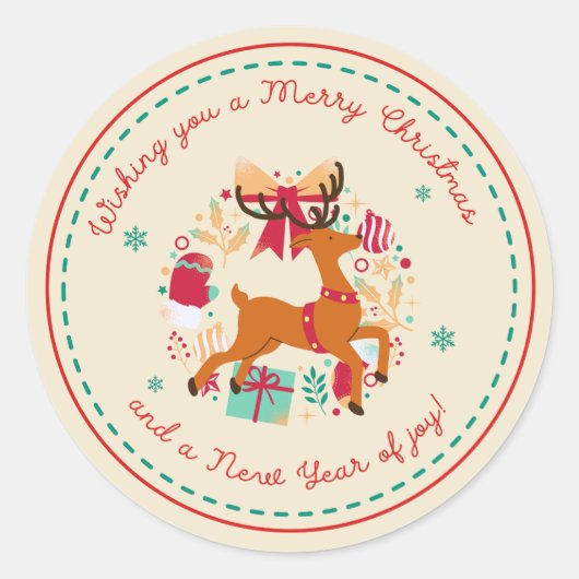 Vrolijk kerstgewas ronde sticker (Voorkant)