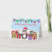 Vrolijk kerstgewas Whimsical Penguin Kaart (Voorkant)