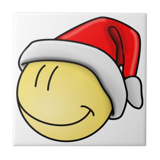 VROLIJK KERSTGEZICHT KERSTMAN TEGELTJE (Voorkant)