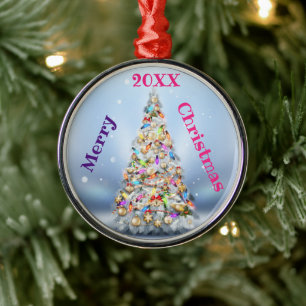 Vrolijk kerstgezin en Eerste Kerstdag Metalen Ornament