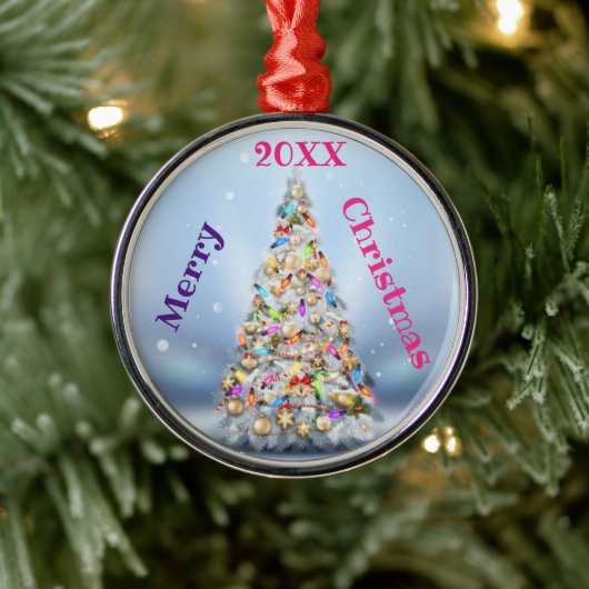 Vrolijk kerstgezin en Eerste Kerstdag Metalen Ornament (Boom)