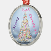 Vrolijk kerstgezin en Eerste Kerstdag Metalen Ornament (Links)