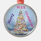 Vrolijk kerstgezin en Eerste Kerstdag Metalen Ornament (Voorkant)