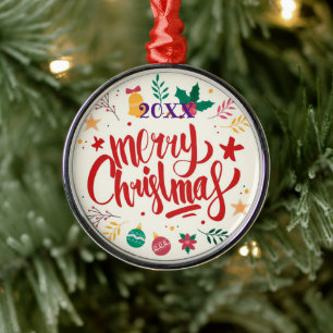 Vrolijk kerstgezin en Eerste Kerstdag Metalen Ornament