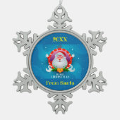 Vrolijk kerstgezin en Eerste Kerstdag Tin Sneeuwvlok Ornament (Voorkant)