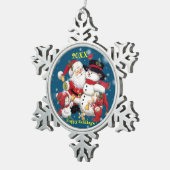 Vrolijk kerstgezin en Eerste Kerstdag Tin Sneeuwvlok Ornament (Rechts)