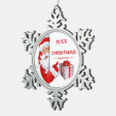 Vrolijk kerstgezin en Eerste Kerstdag Tin Sneeuwvlok Ornament (Rechts)