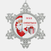 Vrolijk kerstgezin en Eerste Kerstdag Tin Sneeuwvlok Ornament (Voorkant)