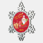 Vrolijk kerstgezin en Eerste Kerstdag Tin Sneeuwvlok Ornament (Rechts)