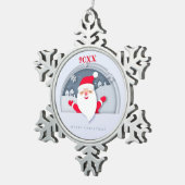 Vrolijk kerstgezin en Eerste Kerstdag Tin Sneeuwvlok Ornament (Rechts)