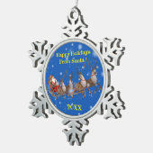 Vrolijk kerstgezin en Eerste Kerstdag Tin Sneeuwvlok Ornament (Rechts)