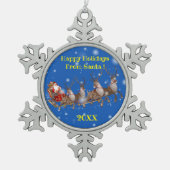 Vrolijk kerstgezin en Eerste Kerstdag Tin Sneeuwvlok Ornament (Voorkant)