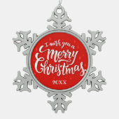 Vrolijk kerstgezin en Eerste Kerstdag Tin Sneeuwvlok Ornament (Voorkant)