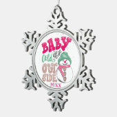 Vrolijk kerstgezin en Eerste Kerstdag Tin Sneeuwvlok Ornament (Rechts)