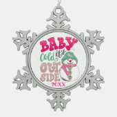 Vrolijk kerstgezin en Eerste Kerstdag Tin Sneeuwvlok Ornament (Voorkant)