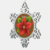 Vrolijk kerstgezin en Eerste Kerstdag Tin Sneeuwvlok Ornament (Rechts)