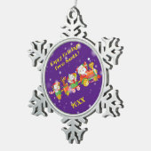 Vrolijk kerstgezin en Eerste Kerstdag Tin Sneeuwvlok Ornament (Rechts)