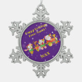 Vrolijk kerstgezin en Eerste Kerstdag Tin Sneeuwvlok Ornament (Voorkant)