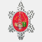 Vrolijk kerstgezin en Eerste Kerstdag Tin Sneeuwvlok Ornament (Rechts)