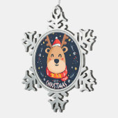 Vrolijk kerstgezin en Eerste Kerstdag Tin Sneeuwvlok Ornament (Rechts)