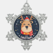 Vrolijk kerstgezin en Eerste Kerstdag Tin Sneeuwvlok Ornament (Voorkant)