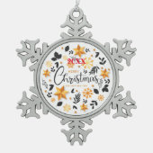 Vrolijk kerstgezin en Eerste Kerstdag Tin Sneeuwvlok Ornament (Voorkant)