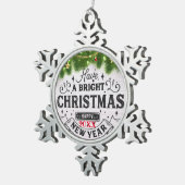 Vrolijk kerstgezin en Eerste Kerstdag Tin Sneeuwvlok Ornament (Rechts)