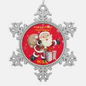 Vrolijk kerstgezin en Eerste Kerstdag Tin Sneeuwvlok Ornament (Voorkant)