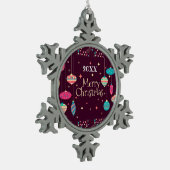 Vrolijk kerstgezin en Eerste Kerstdag Tin Sneeuwvlok Ornament (Links)