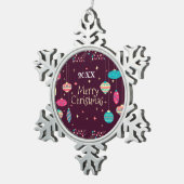 Vrolijk kerstgezin en Eerste Kerstdag Tin Sneeuwvlok Ornament (Rechts)