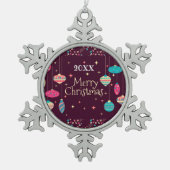 Vrolijk kerstgezin en Eerste Kerstdag Tin Sneeuwvlok Ornament (Voorkant)