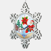 Vrolijk kerstgezin en Eerste Kerstdag Tin Sneeuwvlok Ornament (Rechts)